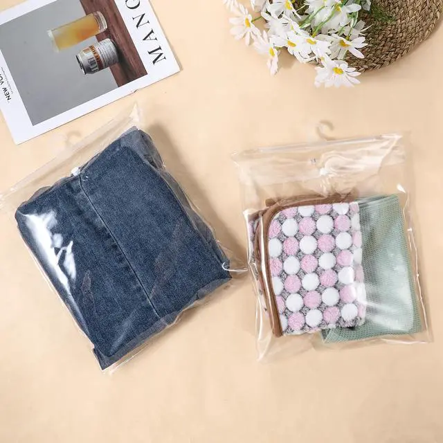 Alt view image 6 of 7 - 50 Pcs Hanging Storage Bags with Hanger 13" X11" Large Hook Clear Plastic Bags for Library Home Pharmacy Use
