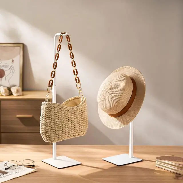 Alt view image 3 of 7 - 2 Pcs Purse Holder Handbag Display Stand: Hanger Rack Showing Bags, Purses, and Wreath, Adjustable Hook Stand for Tabletop, Closet, Desk, and Retail Use for Vendors, White