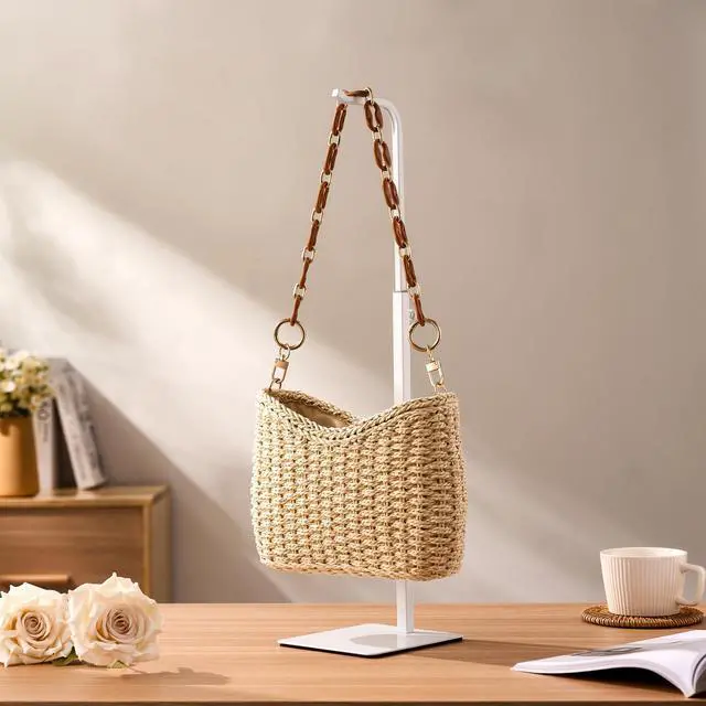 Alt view image 4 of 7 - 2 Pcs Purse Holder Handbag Display Stand: Hanger Rack Showing Bags, Purses, and Wreath, Adjustable Hook Stand for Tabletop, Closet, Desk, and Retail Use for Vendors, White