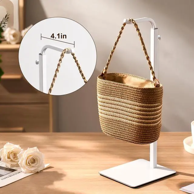 Alt view image 6 of 7 - 2 Pcs Purse Holder Handbag Display Stand: Hanger Rack Showing Bags, Purses, and Wreath, Adjustable Hook Stand for Tabletop, Closet, Desk, and Retail Use for Vendors, White