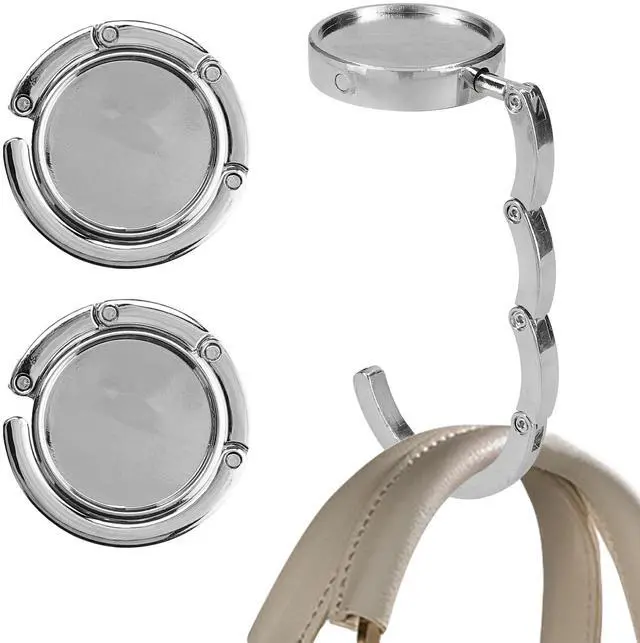 Main image of Purse Hook for Table - Set of 2 Purse Holder - Folding Handbag Hanger - Portable Bag Holder - Bag Hooks for Desk - Table Hook Silver