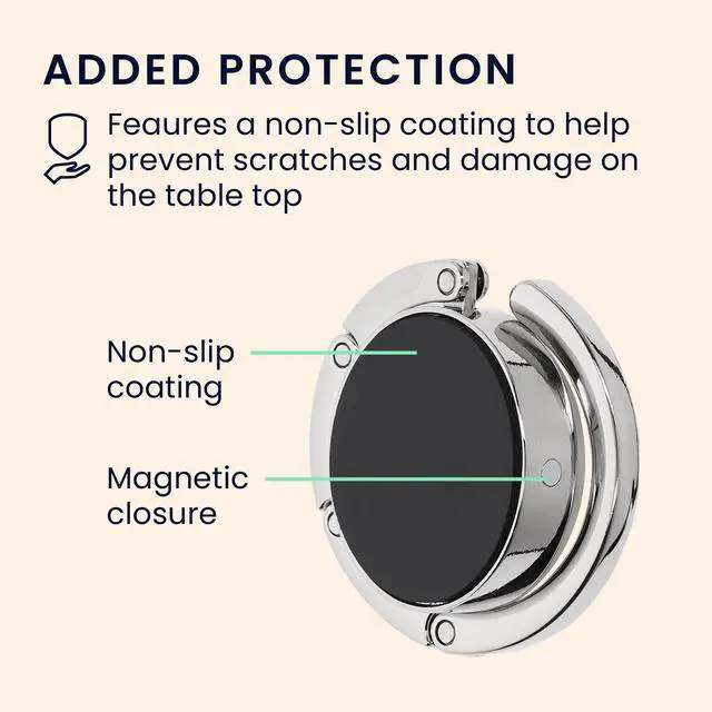 Alt view image 5 of 7 - Purse Hook for Table - Set of 2 Purse Holder - Folding Handbag Hanger - Portable Bag Holder - Bag Hooks for Desk - Table Hook Silver