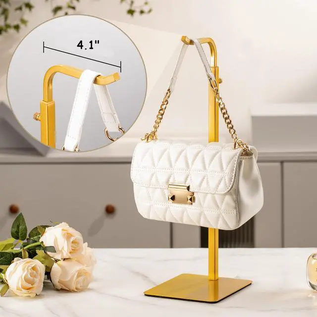 Alt view image 4 of 7 - 2 Pack Purse Holder Handbag Display Stand: Gold Hanger Rack for Bags, Purses, and Wreath, Adjustable Hook Stand for Tabletop, Closet, and Retail Use for Vendors