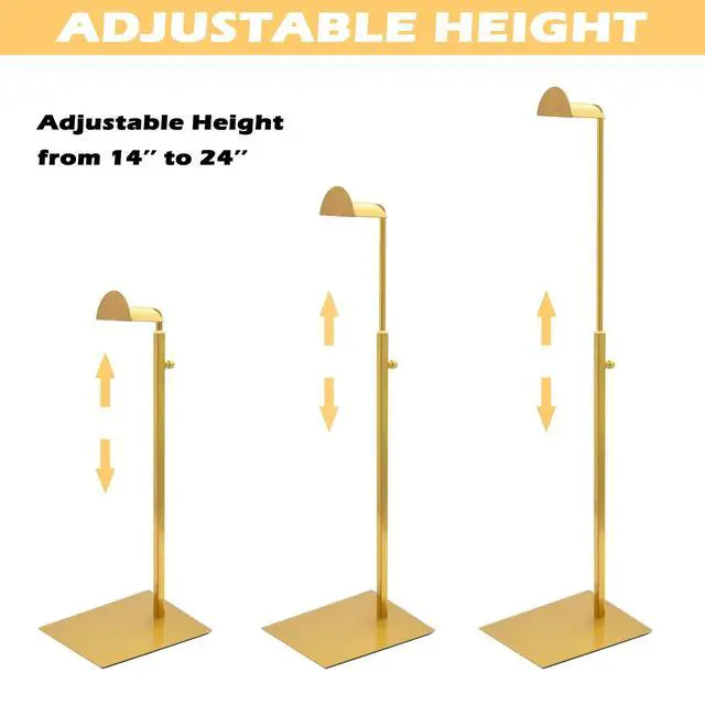 Alt view image 3 of 6 - 3 Pack Purse Holder, Purse Display Stand with Adjustable Height, Bag Stands for Display, Stainless Steel Purse Rack for Bags Organizer (Gold)