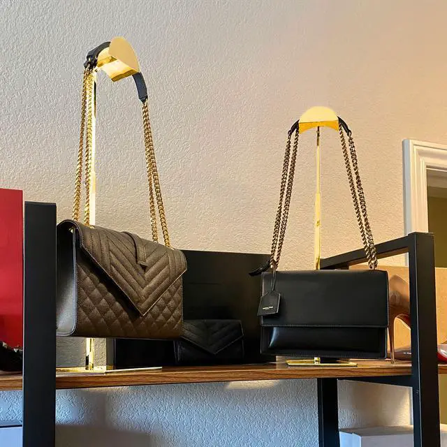 Alt view image 4 of 6 - 3 Pack Purse Holder, Purse Display Stand with Adjustable Height, Bag Stands for Display, Stainless Steel Purse Rack for Bags Organizer (Gold)