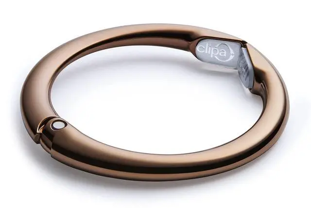 Alt view image 2 of 7 - Bag Hanger, Polished Copper PVD | The Ring that Opens into a Bag Hook