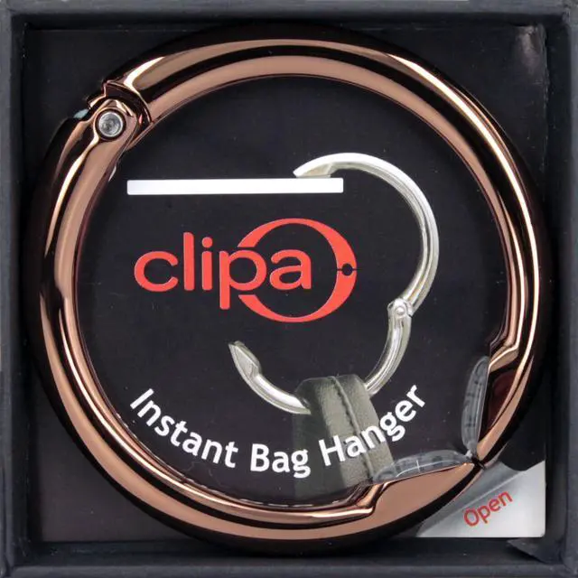 Alt view image 3 of 7 - Bag Hanger, Polished Copper PVD | The Ring that Opens into a Bag Hook