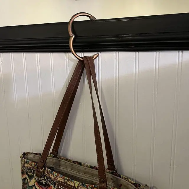 Alt view image 6 of 7 - Bag Hanger, Polished Copper PVD | The Ring that Opens into a Bag Hook