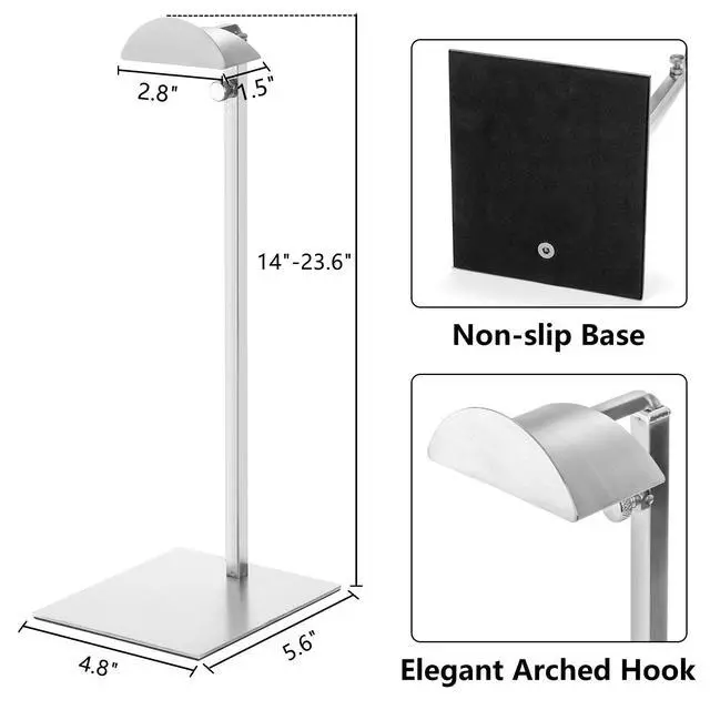 Alt view image 2 of 7 - 3 Pack Purse Display Stand Stainless Steel, Adjustable Height Metal Handbag Holder Single Bag Jewelry Display Rack for Closet, Boutique Store, Silver