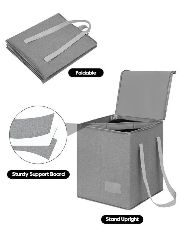 Alt view image 3 of 7 - Clothes Hanger Organizer Bag-Rigid Hanger Storage Containers with Lid for Dustproof, Large Sturdy Hanger Caddy Organizer Box with Handle