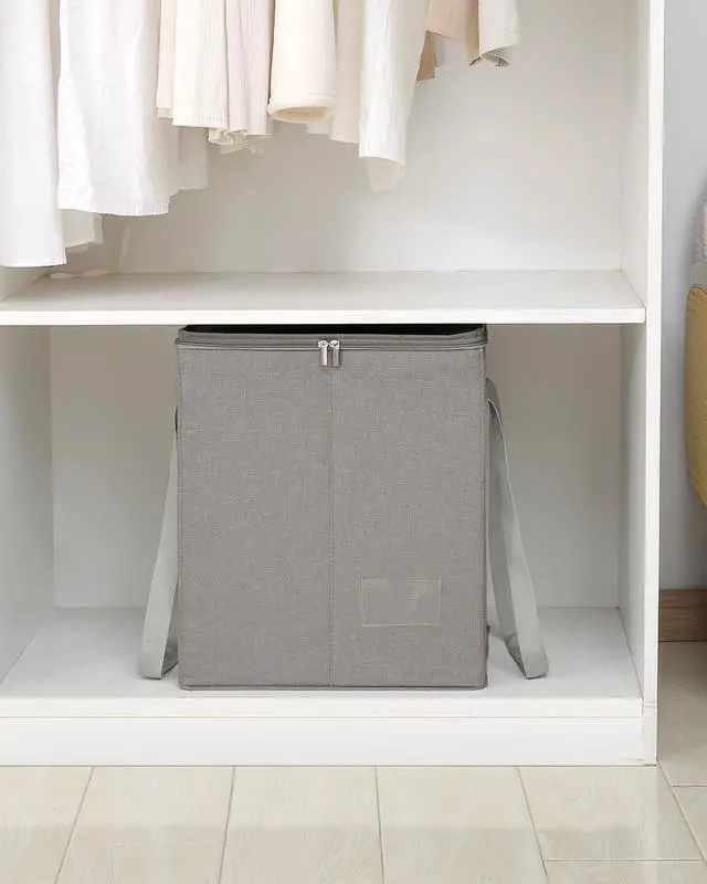 Alt view image 6 of 7 - Clothes Hanger Organizer Bag-Rigid Hanger Storage Containers with Lid for Dustproof, Large Sturdy Hanger Caddy Organizer Box with Handle