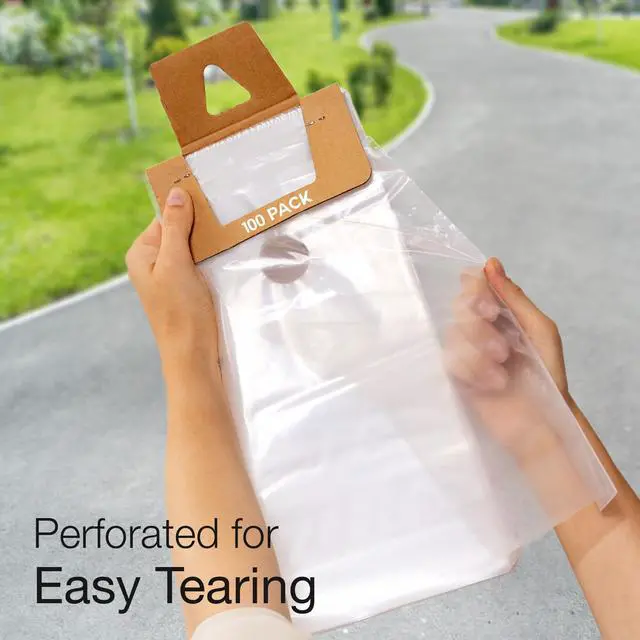 Alt view image 3 of 6 - Door Hanger Bags 6 x 12 - Waterproof and Secure 100 Pack Perfect Display for Your Advertisement Plastic Door Hanger Bags