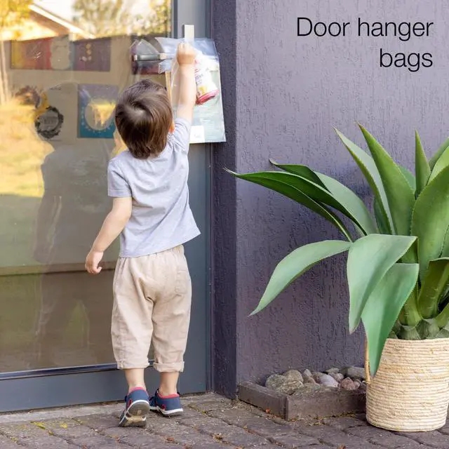 Alt view image 6 of 6 - Door Hanger Bags 6 x 12 - Waterproof and Secure 100 Pack Perfect Display for Your Advertisement Plastic Door Hanger Bags