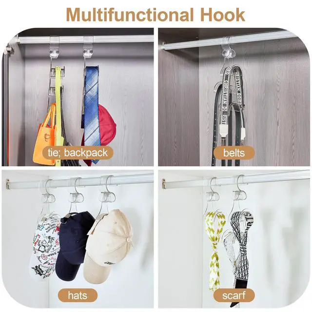 Alt view image 7 of 7 - Purse Hanger Closet, 2 Pack Clear Purse Organizer for Closet, Heavy Duty Bag Holder with 6 Hooks, Space Saving Hanging Bag Organizers and Storage for Handbags, Totes