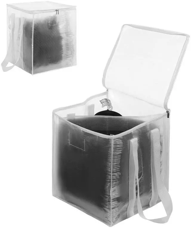 Main image of 2-Pack Large Clothes Hanger Organizer Bag with Lid & Handles, Dustproof Hanger Storage with 2 Compartments, Space Saving for Closet & Laundry Room