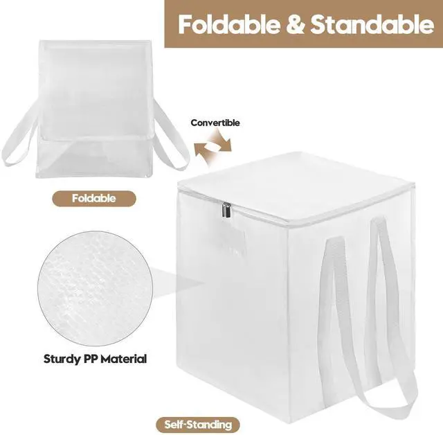 Alt view image 3 of 7 - 2-Pack Large Clothes Hanger Organizer Bag with Lid & Handles, Dustproof Hanger Storage with 2 Compartments, Space Saving for Closet & Laundry Room