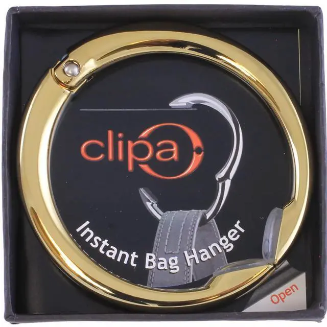 Alt view image 3 of 7 - Bag Hanger, Polished Gold PVD |The Ring that Opens into a Purse Hook