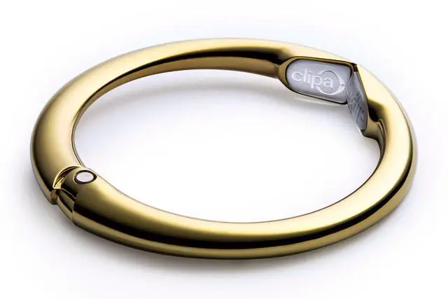 Alt view image 2 of 7 - Bag Hanger, Polished Gold PVD |The Ring that Opens into a Purse Hook