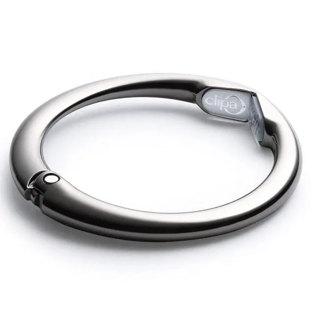 Alt view image 2 of 7 - Bag Hanger, Polished Hematite PVD | The Ring that Opens into a Hook