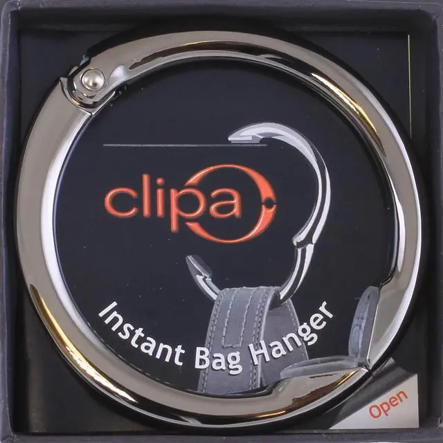Alt view image 3 of 7 - Bag Hanger, Polished Hematite PVD | The Ring that Opens into a Hook