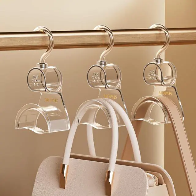 Main image of 3 Pieces Clear Purse Hanger Closet, Luxury Crystal Bag Hangers Hooks with 360-Degree Rotation, Durable Handbag Backpack Purse Organizer for Closet
