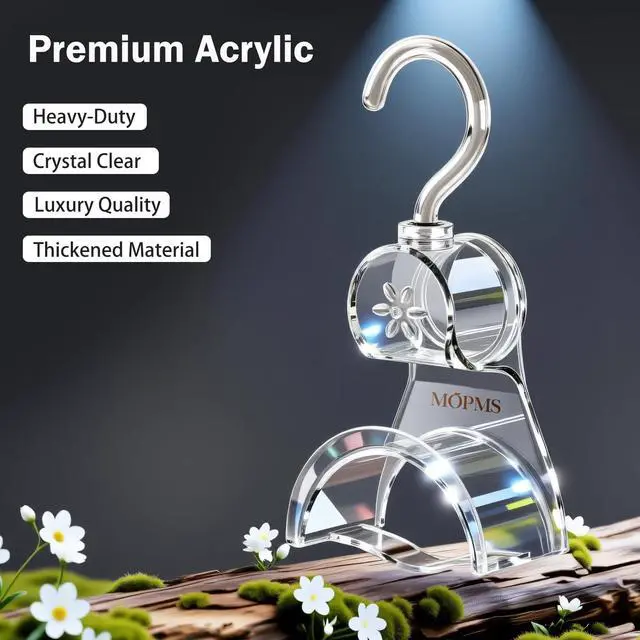 Alt view image 5 of 7 - 3 Pieces Clear Purse Hanger Closet, Luxury Crystal Bag Hangers Hooks with 360-Degree Rotation, Durable Handbag Backpack Purse Organizer for Closet