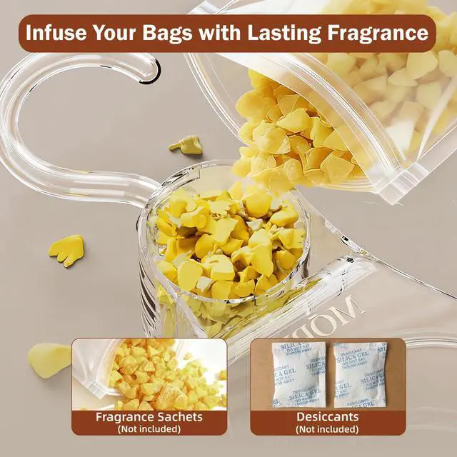 Alt view image 6 of 7 - 3 Pieces Clear Purse Hanger Closet, Luxury Crystal Bag Hangers Hooks with 360-Degree Rotation, Durable Handbag Backpack Purse Organizer for Closet