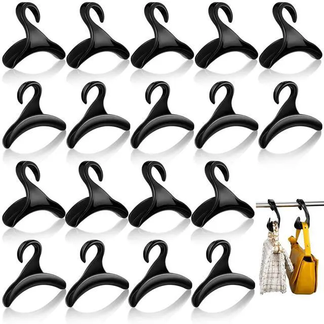 Main image of 18 Pcs Purse Hanger Hook Acrylic Bag Rack Holder for Bag Hanger Handbag Tote Hook Closet Organizer Storage Over The Closet Rod Backpacks Satchels Crossovers Tote (Black)