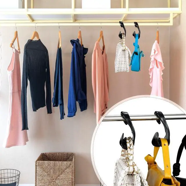 Alt view image 6 of 7 - 18 Pcs Purse Hanger Hook Acrylic Bag Rack Holder for Bag Hanger Handbag Tote Hook Closet Organizer Storage Over The Closet Rod Backpacks Satchels Crossovers Tote (Black)