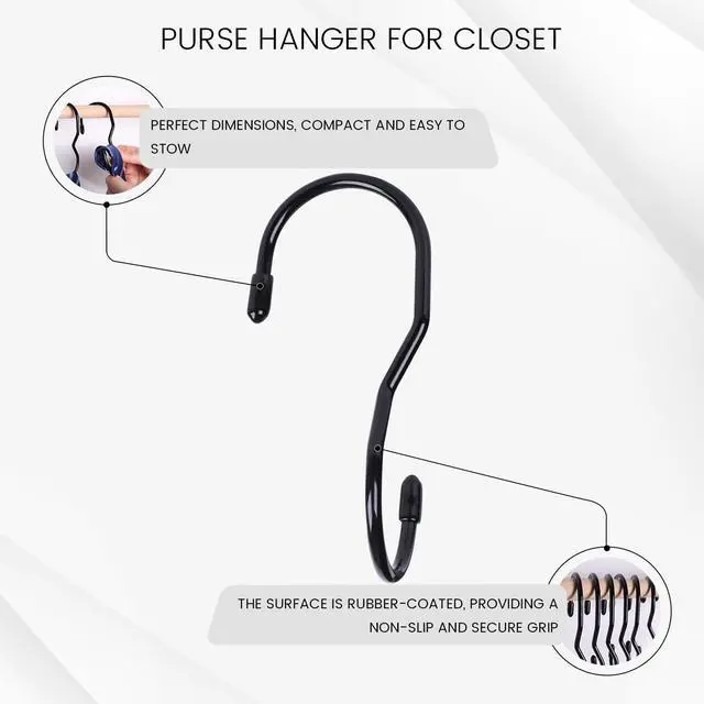 Alt view image 3 of 6 - Purse Hanger for Closet, 14PCS S-Shaped Bag Hanger Purse Hooks, Large Size Closet Rod Hooks for Hanging Bags Handbags Belts Hats