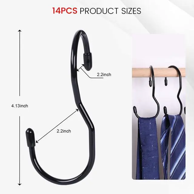 Alt view image 2 of 6 - Purse Hanger for Closet, 14PCS S-Shaped Bag Hanger Purse Hooks, Large Size Closet Rod Hooks for Hanging Bags Handbags Belts Hats