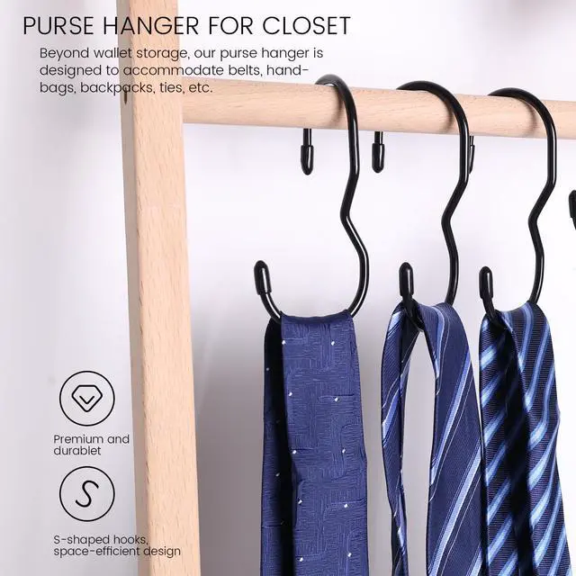 Alt view image 4 of 6 - Purse Hanger for Closet, 14PCS S-Shaped Bag Hanger Purse Hooks, Large Size Closet Rod Hooks for Hanging Bags Handbags Belts Hats