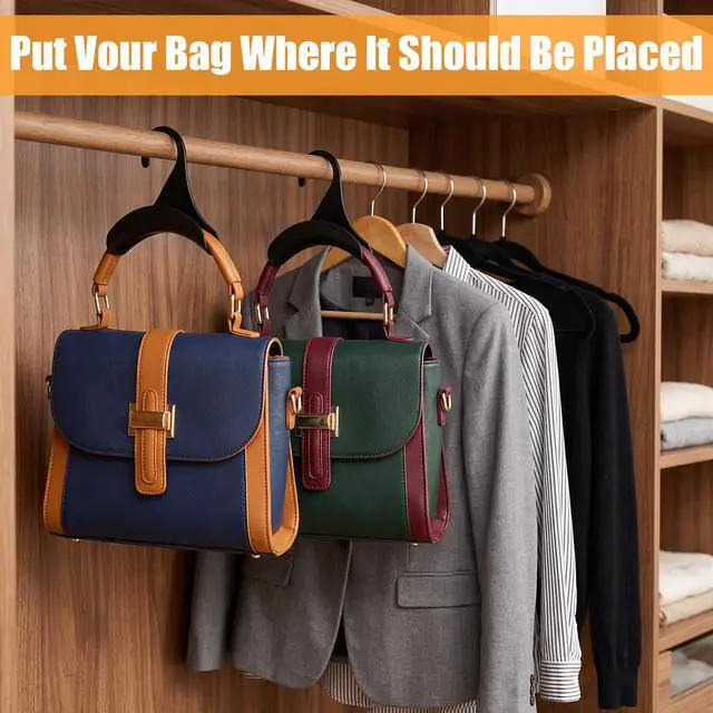 Alt view image 4 of 7 - 50 Pcs Purse Hanger Hook Bag Hanger for Closet Organizer Storage Black Plastic Holder for Handbags Backpacks Totes Satchels