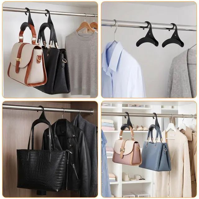 Alt view image 7 of 7 - 50 Pcs Purse Hanger Hook Bag Hanger for Closet Organizer Storage Black Plastic Holder for Handbags Backpacks Totes Satchels