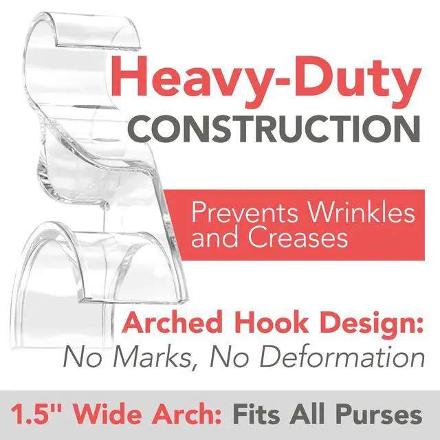 Alt view image 5 of 7 - Handbag Hanger 3 Pack - Durable Luxury Acrylic Holder Organizers Storage for Purse Tote Bag Satchel Backpack Crossover - Holds Up to 66Lbs Easy to Clean, No Tools Required
