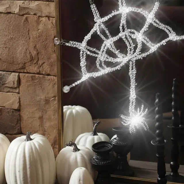 Alt view image 6 of 6 - Large Christmas Crystal Spider Decoration Hanging Spiderweb Door Topper Decor Spiderweb Suncatcher with Crystal Spider for Christmas Winter Holiday Decor Gift