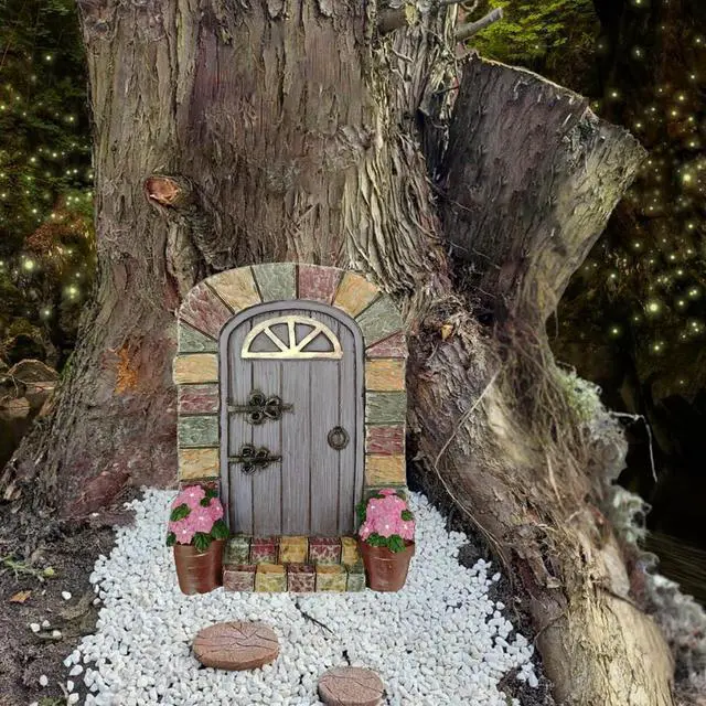 Alt view image 3 of 7 - Fairy Doors Outdoor Miniature Fairy Garden Doors for Trees Fairies Door Wall Hanging Garden Ornaments Decor Gifts Tree Decor Ornaments Fairy Gnome Home