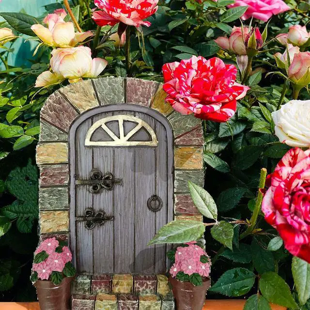 Alt view image 4 of 7 - Fairy Doors Outdoor Miniature Fairy Garden Doors for Trees Fairies Door Wall Hanging Garden Ornaments Decor Gifts Tree Decor Ornaments Fairy Gnome Home