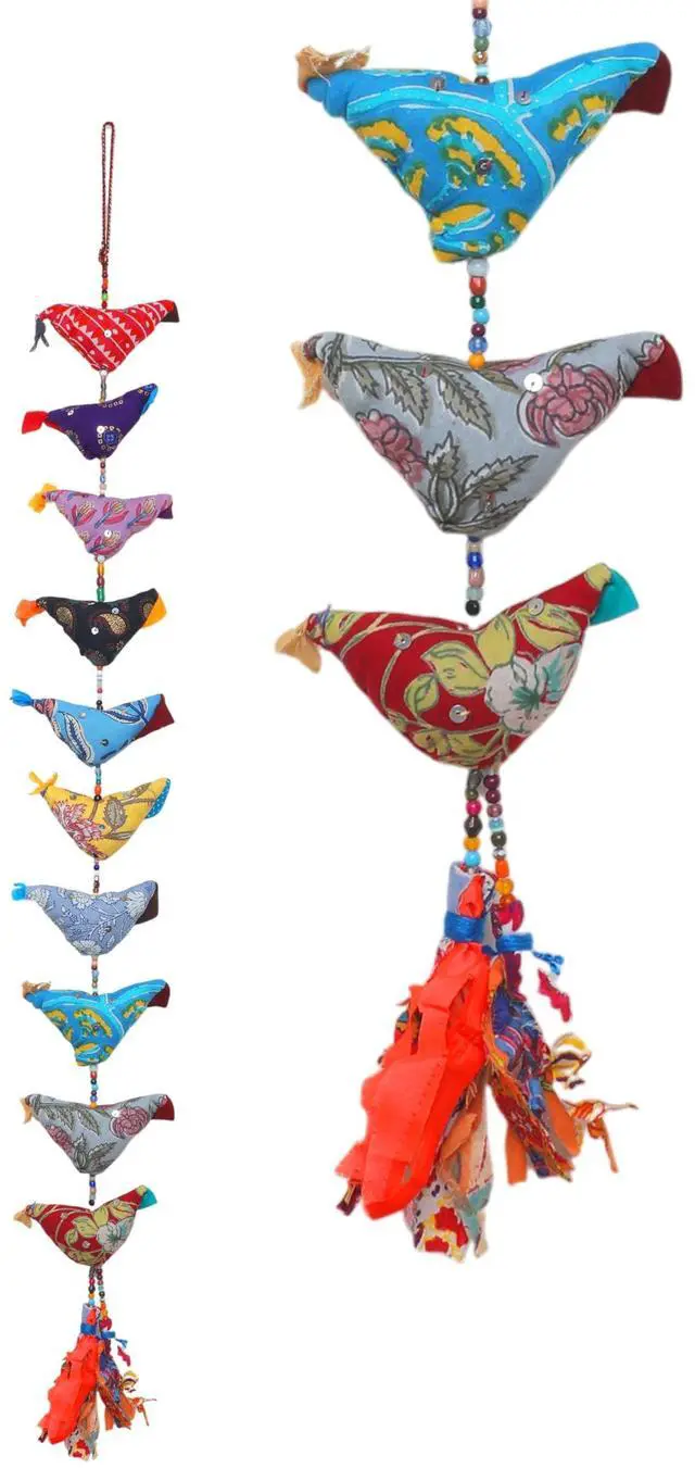 Main image of Door Hanging Colorful Decorative 10 Fabric Big Birds String for Indian Traditional Festival Decoration Indoor Wall Temple Bedroom Home Party Decor Gifting Ideas(Size:-30")