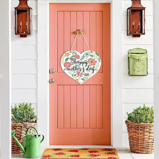 Alt view image 3 of 7 - Large Size 12" Wooden Heart Ornaments to Paint, Happy Mothers Day DIY Blank Unfinished Wreaths Front Door Sign Decorations Heart Ornament Door Hanging Sign Plaque Crafts 3PCS