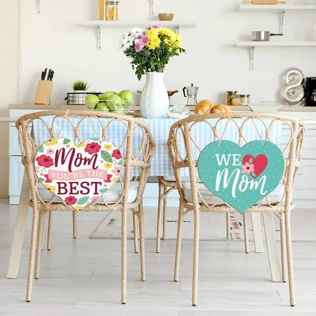 Alt view image 4 of 7 - Large Size 12" Wooden Heart Ornaments to Paint, Happy Mothers Day DIY Blank Unfinished Wreaths Front Door Sign Decorations Heart Ornament Door Hanging Sign Plaque Crafts 3PCS