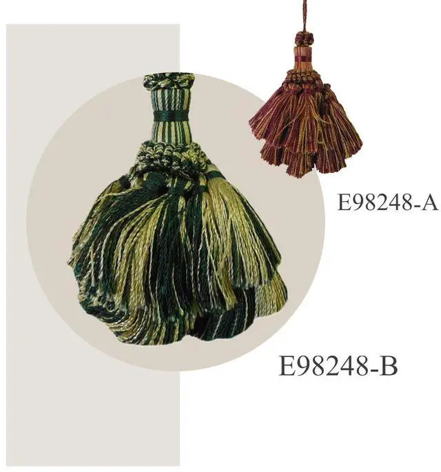 Alt view image 2 of 6 - 1 Pack Mini Decorative Tassel with Hanging Loop, 11.81 in Total Length Layered Curtain Tieback, Door Handle Ornament, and Home Décor Accessory - E98248_A