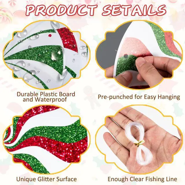 Alt view image 5 of 6 - Candy Gingerbread Christmas Outdoor Decorations - 18pcs Large Hanging Candy Cane Gingerbread Man Lollipop Decor for Outdoor Yard Porch Christmas Tree Decorations