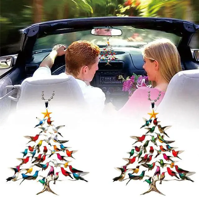 Main image of Car Rearview Mirror Hanging Accessories - Gifts for Women, 2 Pack Christmas Ornament & Car Hanging Decoration for Tree, Windows, Door, Table (Hummingbird 2pack)