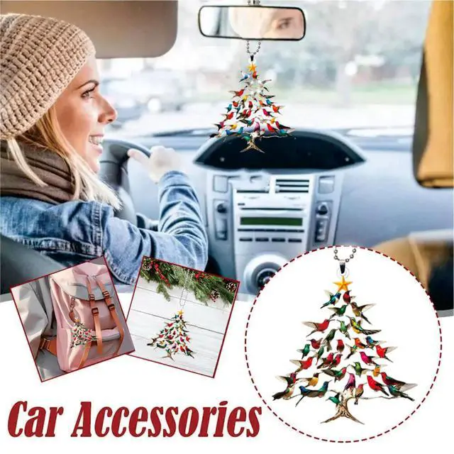 Alt view image 3 of 7 - Car Rearview Mirror Hanging Accessories - Gifts for Women, 2 Pack Christmas Ornament & Car Hanging Decoration for Tree, Windows, Door, Table (Hummingbird 2pack)