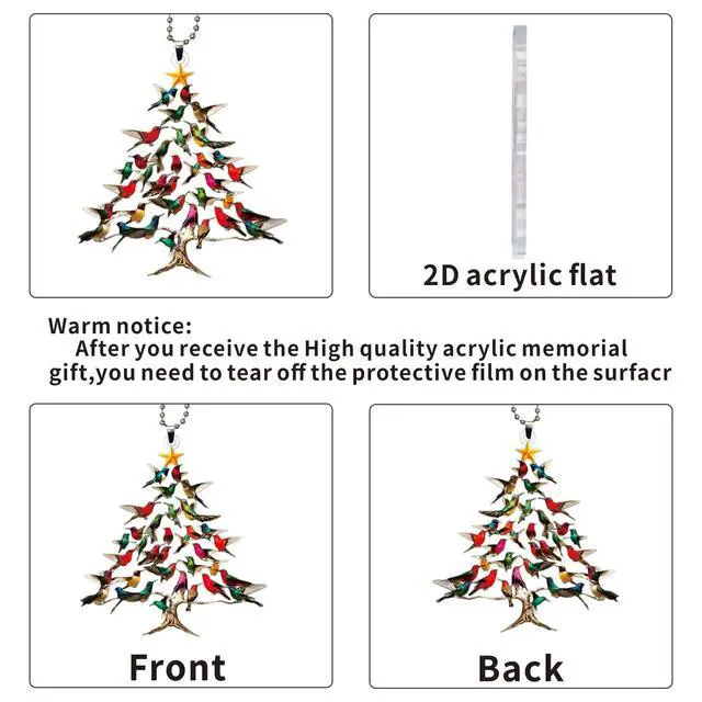 Alt view image 7 of 7 - Car Rearview Mirror Hanging Accessories - Gifts for Women, 2 Pack Christmas Ornament & Car Hanging Decoration for Tree, Windows, Door, Table (Hummingbird 2pack)