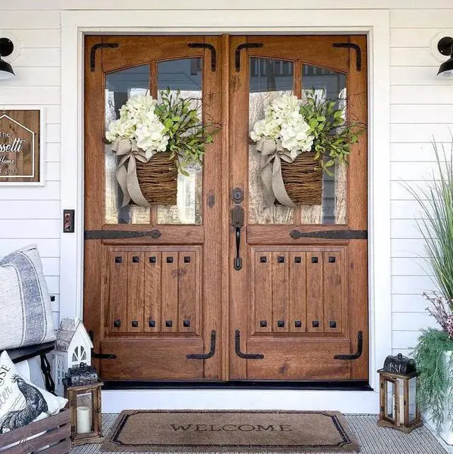 Alt view image 2 of 6 - Cream Hydrangea Door Hanger Basket Wreath, Farmhouse Wreath with Wildflowers, Artificial Spring Summer Garland for Front Door, Seasonal Holiday Ornament (D)