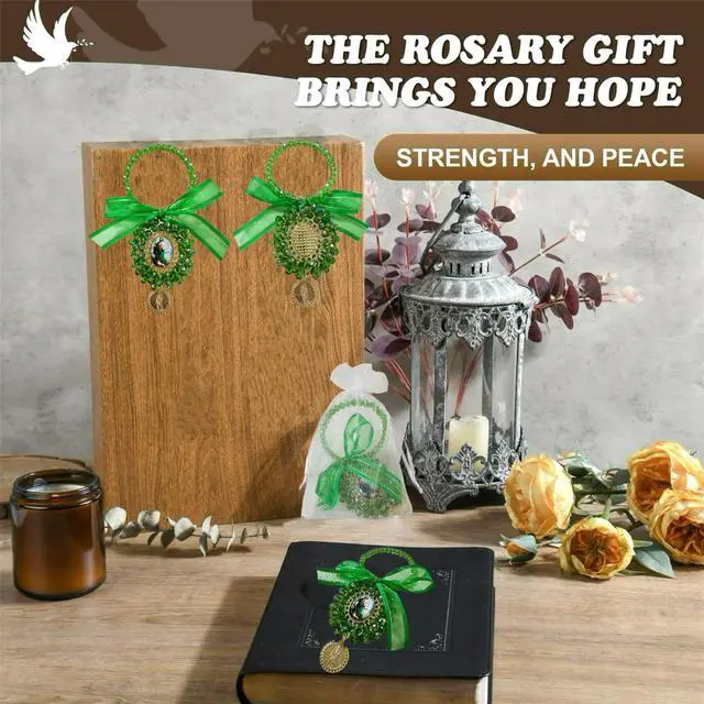 Alt view image 7 of 7 - St Benedict Door Hanger Pocket Rosary, 4PCS with Organza Bags, Catholic Gifts, Saint Benedict/Saint Jude/Virgin Mary Medal, Protection Blessing Charm, Home Decor (4Pcs Green Saint Jude)