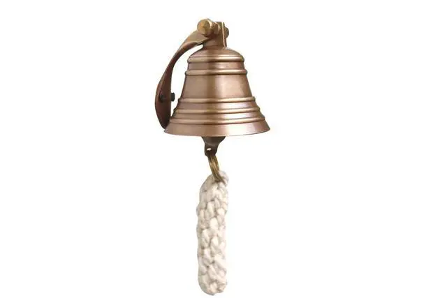 Main image of 2" Antique Brass Bell Quality Marine Wall Mounted Ship Hanging Bell Perfect for Dinner, Indoor, Outdoor, School, Bar, Reception, Last Order & Church by The Metal Magician