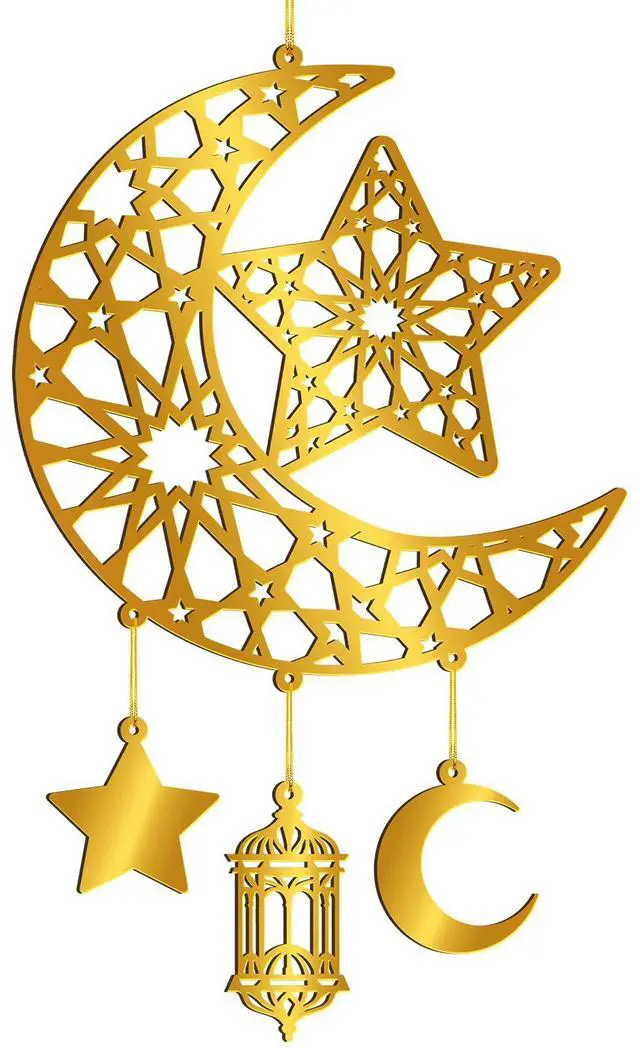Main image of Ramadan Decoration for Home Acrylic Ramadan Door Wreath Ramadan Mubarak Islamic Wall Decor Hollow Moon and Star Front Door Wall Signs, Muslim Sign Eid Mubarak Kareem Ornaments Hanging for Home Party